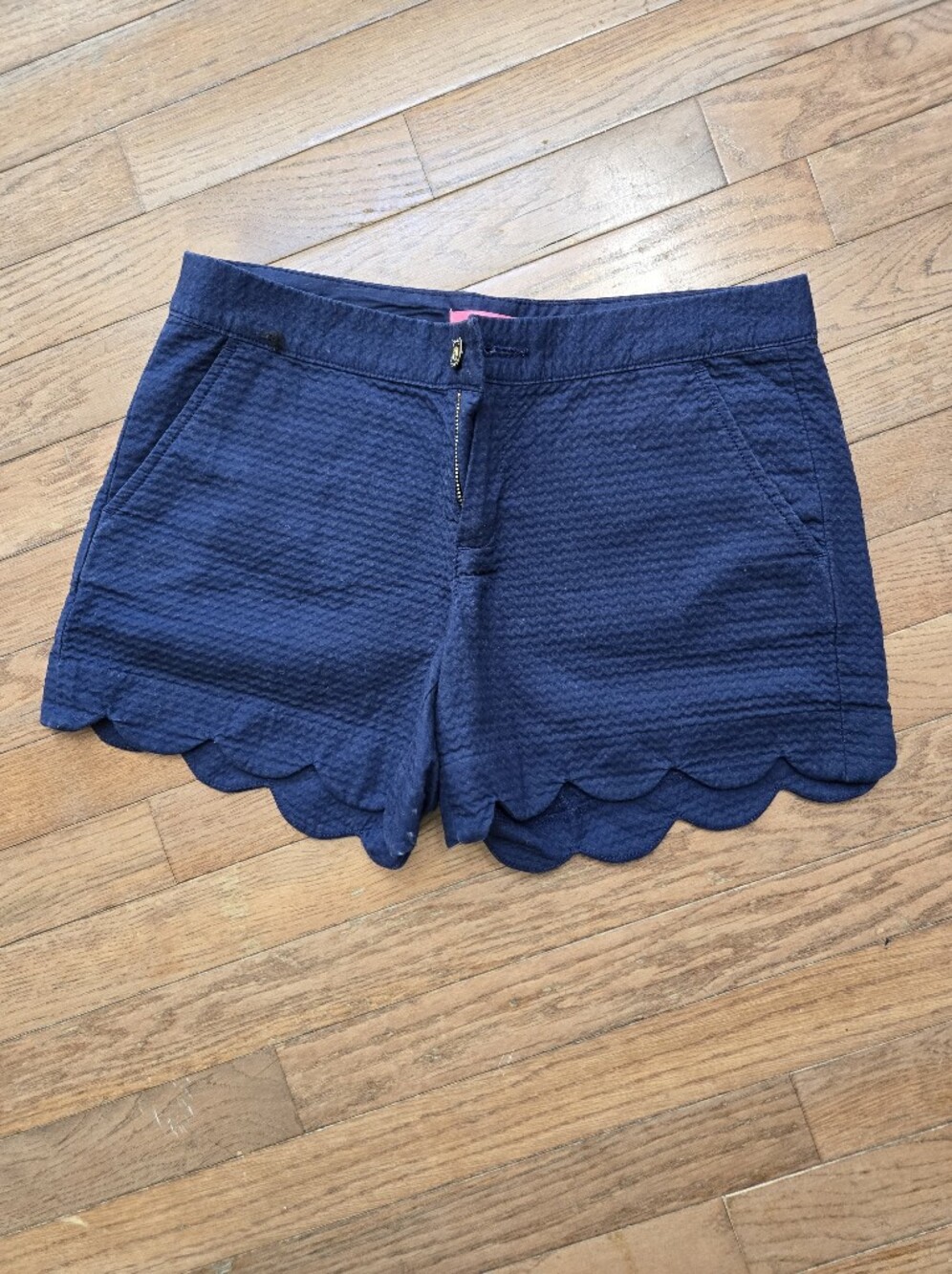 Lilly Pulitzer Navy Scallop-Hem High Waist Shorts